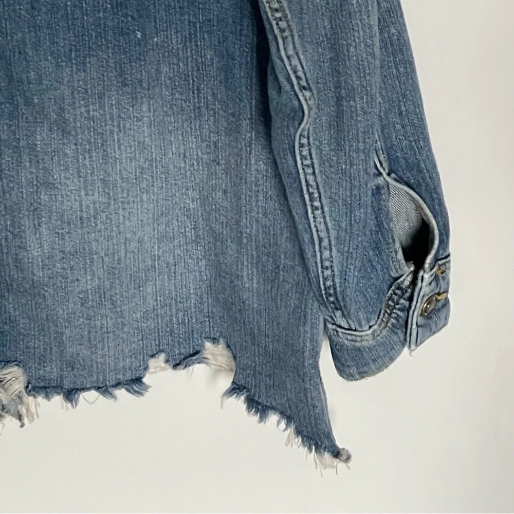 Free People moonchild raw hem western denim jean Jacket 35932